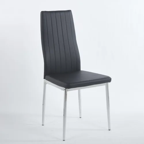 Miniatura 8 de Juego de 4 sillas, patas de color cromado, asiento negro
