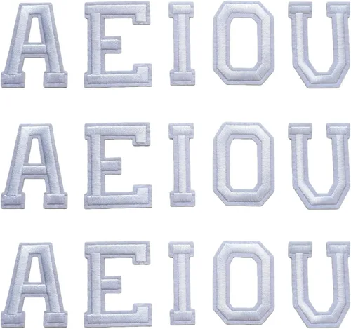 Miniatura 22 de Parches de letras para planchar de 1.3 pulgadas, 78 piezas, parches bordados del alfabeto A-Z para ropa, chaquetas, sombreros, mochilas, jeans