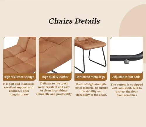 Miniatura 7 de ZckyCine Mesa de Comedor Moderna de Mediados de Siglo y Sillas para 4 Rectangular de Madera Expandible que Ahorra Espacio Multifuncional Marrón