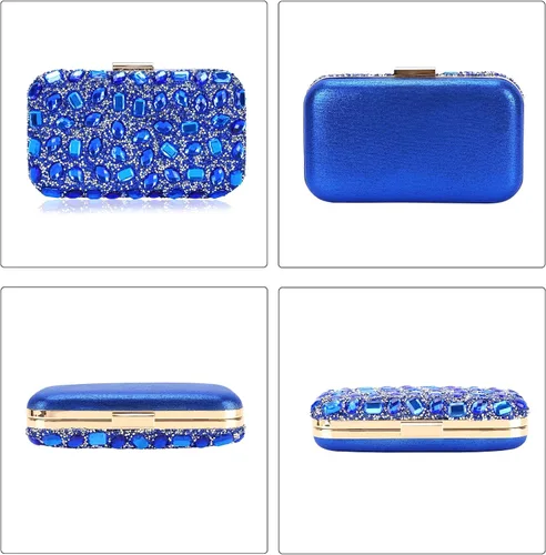 Miniatura 4 de Bolso de mano de lentejuelas brillantes con diamantes de imitación para mujer, bolso de mano de noche, bolso de hombro para boda, fiesta, baile