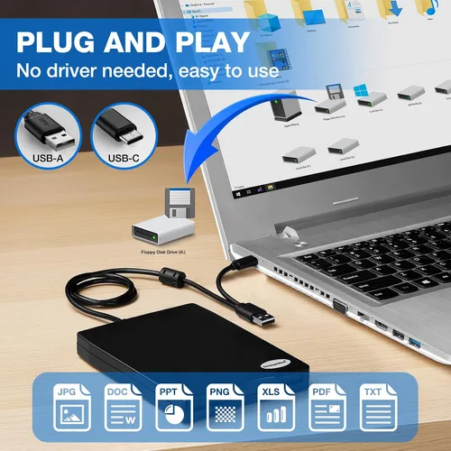 Miniatura 4 de Lector de disquete, unidad de disquete USB externa de 3.5 pulgadas, no compatible con Mac, compatible con Windows 11/10/10 Pro/8/7/2000/XP