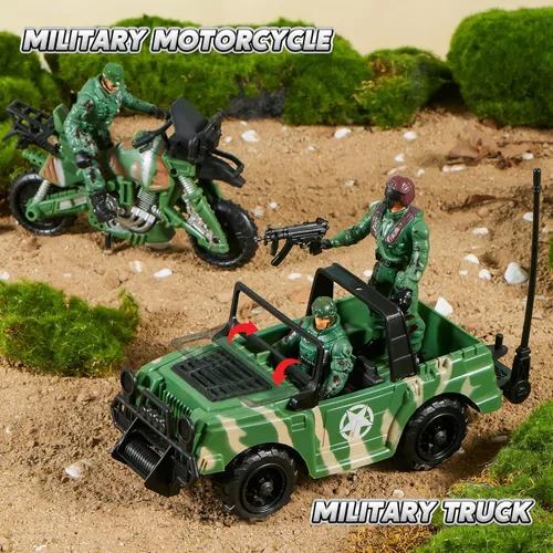 Miniatura 7 de JOYIN Juego de juguetes militares, juguetes militares para niños, incluyendo helicóptero con luz realista, sonido y mango, camiones Bruder, barco