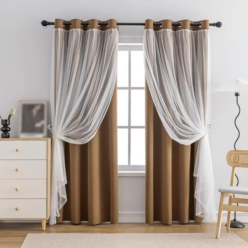 Miniatura 40 de Anytime Cortinas opacas y transparentes para ventana, par de paneles de cortinas lisas con ojales en la parte superior, 35 pulgadas de ancho x 63