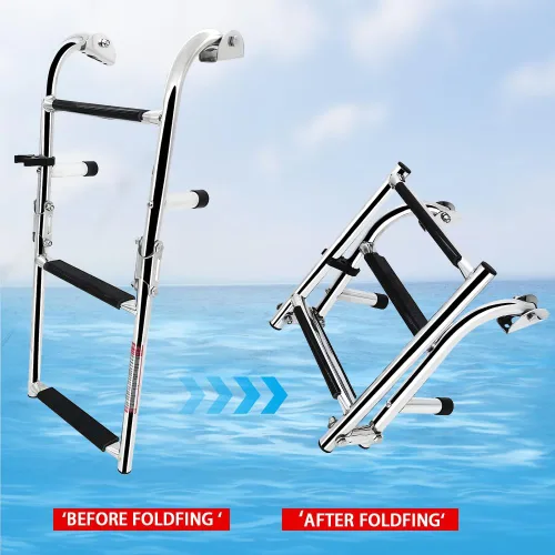 Miniatura 5 de Escalera plegable de acero inoxidable para barco, escalera de natación portátil, escalera telescópica para yates marinos y más (7101SN25)