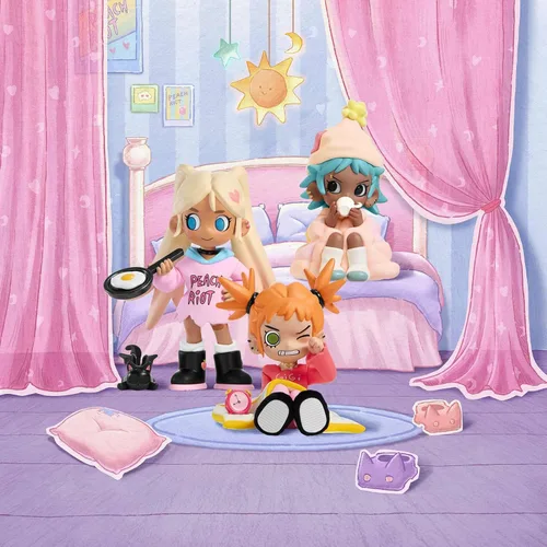 Miniatura 7 de POP MART Lil Peach Riot Sleepover Series Cajas Ciegas de Figuras, Figuras de Acción de Diseño Aleatorio, Juguetes Coleccionables para Decoración