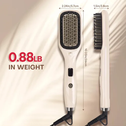 Miniatura 8 de Cepillo alisador de pelo, alisador de pelo para mujer, peine de cerámica iónico con menos encrespamiento, calentamiento rápido de 20 segundos, Negro