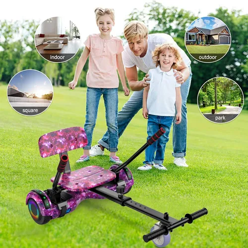 Miniatura 7 de LIEAGLE Scooter with Seat Attachment, 6.5" Scooters Go Kart Combo with Colorful LED Lights & Bluetooth, for Kids Boys Girls Adults All Ages Púrpura