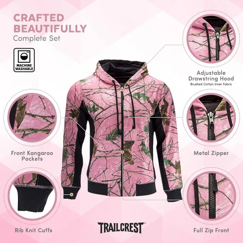 Miniatura 6 de TrailCrest Sudadera con capucha y cremallera completa para mujer