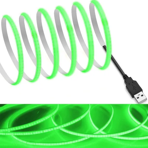 Miniatura 8 de MDee】Cinta LED de luz USB COB 1.64 pies/0.5 m - Cinta LED de 5 mm flexible DC 5V con 320 LED/m para iluminación cálida (2700K). Cortada, moldeable