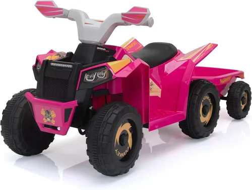 Miniatura 10 de Vehículo eléctrico cuatrimoto para niños con función adelante y atrás, tractor de 6V con remolque trasero, vehículo de 4 ruedas para niños de 1.5 a
