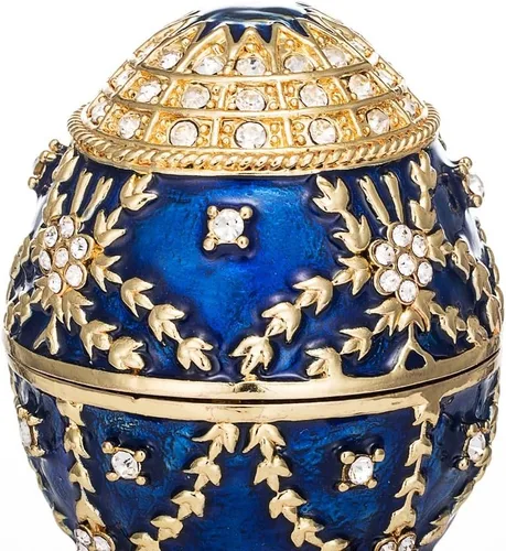 Miniatura 2 de QIFU Pintado a mano esmaltado estilo huevo Faberge decorativo esmalte baratija caja con bisagras regalo único para la decoración del hogar