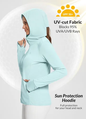 Miniatura 3 de Baleaf - Sudadera con capucha de protección solar para mujer, ligera, de manga larga, para cubrirse del sol