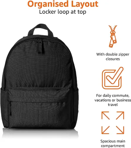 Miniatura 2 de Amazon Basics Mochila para escuela, estudio, viajes, diseño clásico duradero, bolsa de libros, color negro