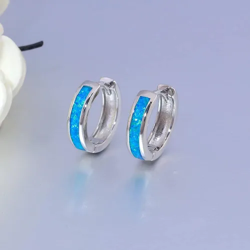 Miniatura 222 de CiNily Aretes Huggie de ópalo con bisagras, chapados en oro, hipoalergénicos, pequeños aretes de aro para mujeres, adolescentes, niñas, hombres