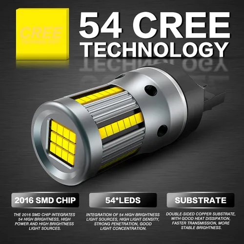 Miniatura 7 de TUINCYN Bombilla LED 7440 con resistencia de carga incorporada, 12 V, 54 piezas, chip sin hiperflash 7440NA 7441 992 T20 W21W CANBUS luz de señal