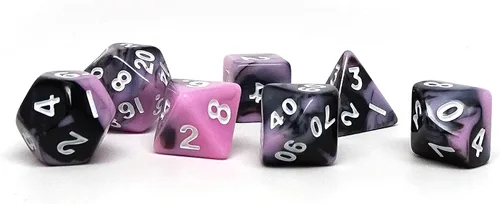 Miniatura 5 de Mini colección de dados poliédricos de 0.394 pulgadas - Incluye un D20, D12, D10, D8, D6, D4 y D00 (Aqua Shine)