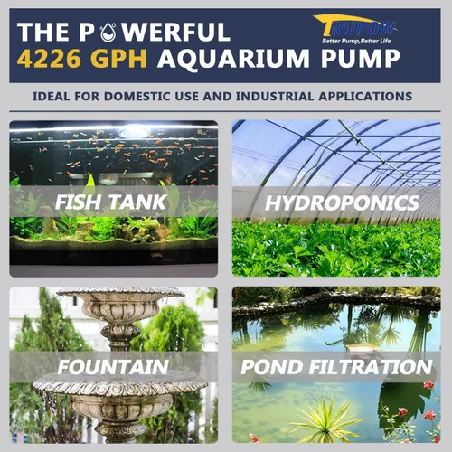 Miniatura 6 de TRUPOW 4226GPH Bomba de filtro de estanque sumergible de jardín en línea eléctrica de frecuencia de flujo para pecera fuente acuario cascada Koi sal