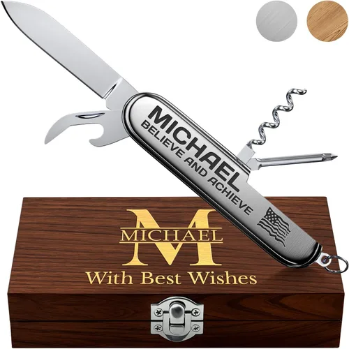 Miniatura 12 de Cuchillo de bolsillo pequeño 6 en 1 – Llavero multiherramienta – Cuchillo de bolsillo compacto para niños con abridor de botellas, abrelatas, 3