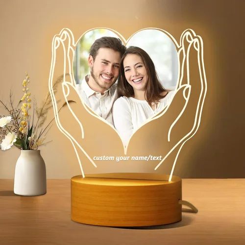 Miniatura 7 de Regalos personalizados de aniversario para parejas: placa acrílica personalizada con imagen, marco de fotos en forma de corazón para regalo