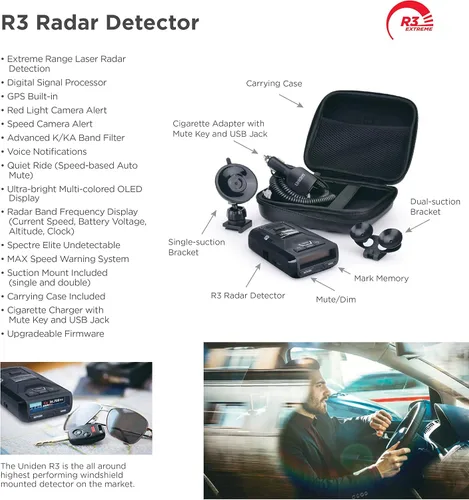 Miniatura 4 de Uniden R3 - Detector de radar y láser de largo alcance extremo, rendimiento de ruptura de registros, GPS integrado con memoria silenciosa, alertas