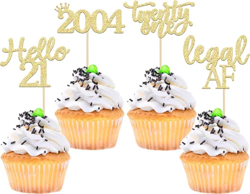 Miniatura 35 de Gyufise Paquete de 24 adornos negros para cupcakes de 10.º cumpleaños con purpurina negra 10 Ten Hello 10 Dights dobles desde 2015 para decoraciones