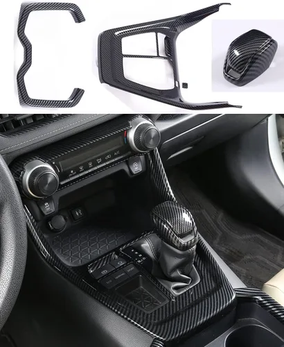 Miniatura 8 de para RAV4 2019-2025 Panel Protector de Cambios, Adornos del Portavasos, Cubierta del Pomo de Cambios Interior Consola Central Antiarañazos