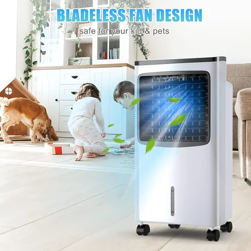 Miniatura 5 de Enfriador de aire evaporativo 3 en 1, enfriador de aire oscilante ancho con humidificador, control remoto, 2 paquetes de hielo y tanque de agua