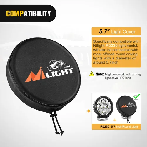 Miniatura 3 de Nilight Cubierta de Luz de Cápsula de Conducción Todoterreno Redonda de 5.75 Pulgadas, Cubierta Protectora de Cuero Negro de 6 Pulgadas de Diámetro