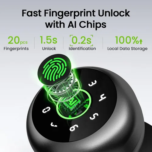 Miniatura 3 de GHome Smart - Cerradura de puerta de huellas dactilares inteligente, perilla de puerta de huellas dactilares inteligente 4 en 1 con teclado, control