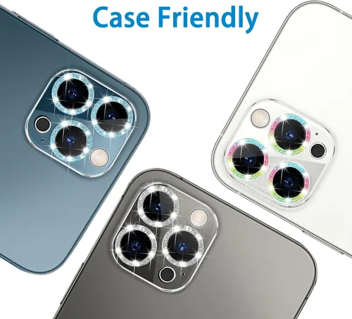 Miniatura 7 de Dengduoduo Paquete de 3 protectores de lente de cámara de vidrio templado para iPhone 12 Pro de 6.1", Bling Glitter Sparkle, Ultra HD, dureza 9H