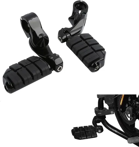 Miniatura 8 de TCT-MOTORPARTS Estriberas negras de 1/4 de pulgada y 1.25 pulgadas, estriberas ajustables para motocicleta en ángulo largo para Harley Touring Road