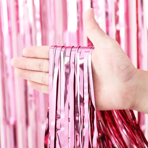 Miniatura 2 de Voircoloria - Cortinas de fondo de flecos de papel de aluminio para fiesta de cumpleaños, graduación, baby shower, revelación de género, discoteca