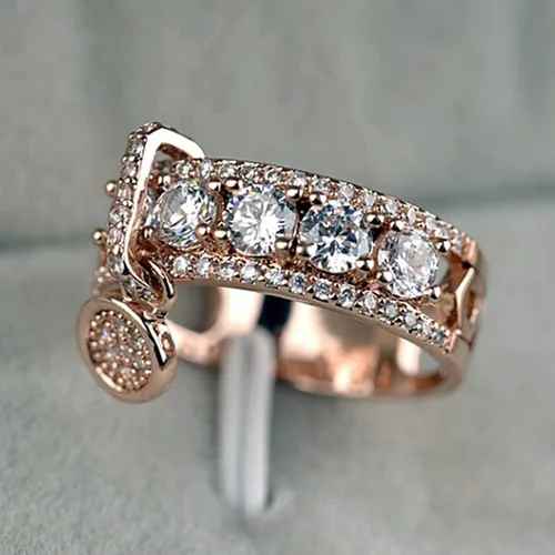 Miniatura 7 de Anillo de moda para mujer, anillos de boda, bonitos anillos de lujo para mujer, circonita cúbica incrustada, anillo redondo para boda, fiesta
