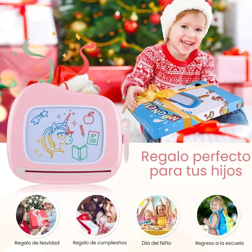 Miniatura 5 de Smasiagon - Pizarra de dibujo magnética para niños, juguetes para niñas de 1 a 2 años, pizarra de garabatos portátil para aprender y juguetes Verde