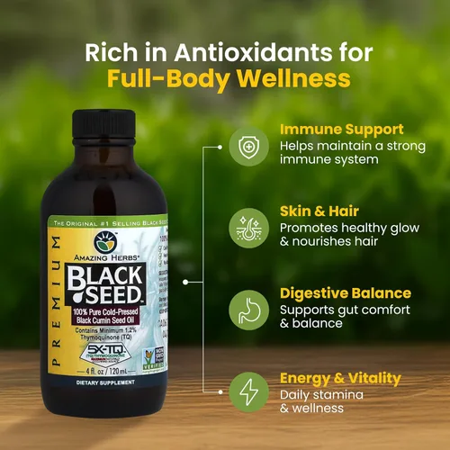 Miniatura 3 de Amazing Herbs cápsulas blandas Black Seed prensadas en frío, 90 cápsulas, DPS 12004, 4, 1, 1