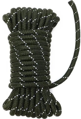 Cuerda Paracord de 750 libras, 1/3 100% nailon para tendedero, camping, senderismo, equipo militar de emergencia (verde-0.315 in)