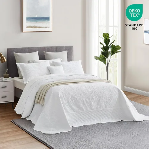 Miniatura 2 de HZ & HY Colcha extragrande King de 138 x 122 pulgadas, extra ancha, juego de ropa de cama ultrasónica, edredón ligero y delgado, reversible, 5 3