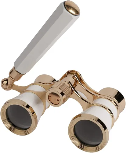 Marsrut Lentes binoculares Ultra HD 3 x 25 para teatro de ópera con asa, telescopio de color blanco para ver teatro, carreras de caballos y