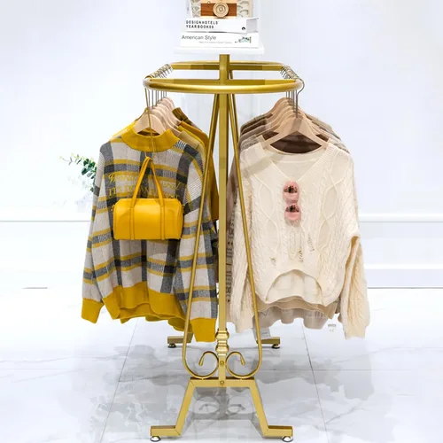 Miniatura 3 de Perchero redondo para ropa de pie comercial, estante para colgar ropa de hierro ovalado, para colgar ropa de dormitorio, exhibición de boutiques