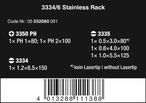 Miniatura 2 de Wera 05032060001 Kraftform – Juego de destornilladores de acero inoxidable 3334/6 y base, 6 piezas, MULTI, Ranurados: 6.5x150mm, 3x80mm, 4x100mm