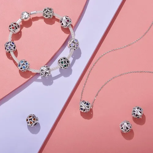 Miniatura 3 de NINGAN Dijes de piedra natal de marzo + marzo - Dije de nacimiento de narciso y mariposa para pulsera