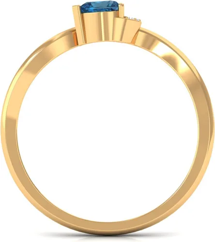 Miniatura 16 de Anillo de derivación de corazón con topacio azul natural de Londres, calidad AAA, joyería de promesa para ella