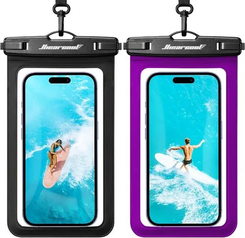 Miniatura 14 de Hiearcool Bolsa impermeable para teléfono, funda impermeable para teléfono con cordón cruzado compatible con iPhone 17, 16, 15, 14, 13 Pro Max de 2