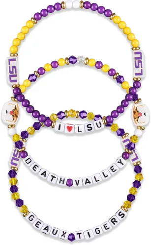 Miniatura 52 de FOCO NCAA unisex-adulto Paquete de 3 Pulseras de la Amistad con Cuentas con Logotipo de Equipo Universitario de la NCAA Oficialmente Licenciadas