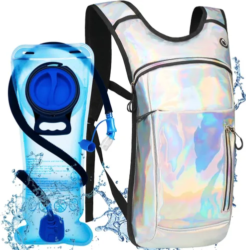 Miniatura 12 de Mochila de hidratación con vejiga de agua de 2 L, mochila de agua para raves, paquete de hidratación de aislamiento ligero para hombres y mujeres