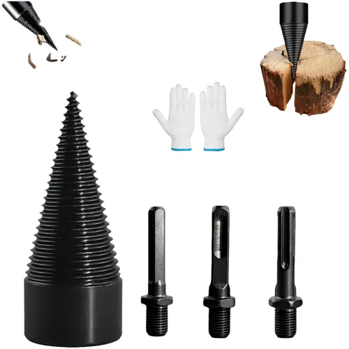 Miniatura 10 de Juego de brocas para leña, broca divisora de madera mejorada, resistente y desmontable, broca eléctrica separadora de madera, broca de fácil