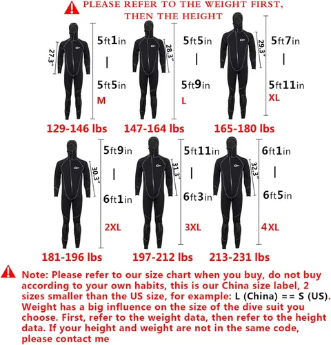 Miniatura 3 de Traje de neopreno ultra elástico para hombre de 7 mm de neopreno, traje de buceo de cuerpo completo con cremallera frontal para invierno, cálido