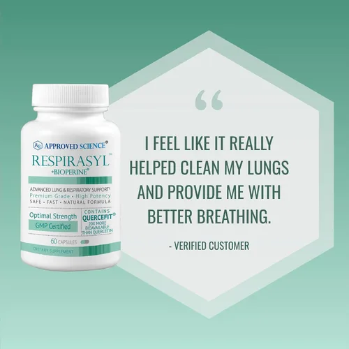 Miniatura 6 de Approved Science® Respirasyl - Soporte pulmonar y respiratorio - con Quercefit, vitaminas A, C, D, BioPerine - 60 cápsulas - Hecho en los Estados