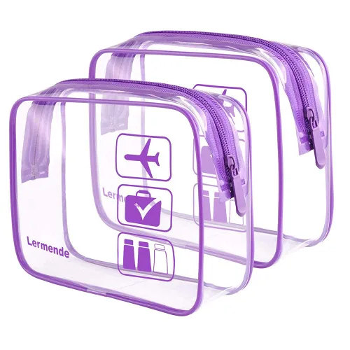 Miniatura 7 de Lermende - Bolsa de aseo, 2 unidades, transparente, aprobada por la TSA, bolsa de viaje de un cuarto, tamaño 3-1-1 Negro