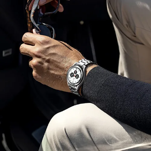 Miniatura 9 de Lenrao Compatible con Galaxy Watch 6/Watch 5, correa clásica de 1.57 a 1.77 pulgadas, correa de metal de acero inoxidable